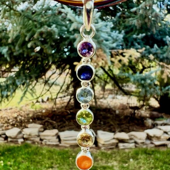 Sundance RAINBOW GEMSTONE Multi Sterling Silver Pendant 18" Necklace - Picture 11 of 11